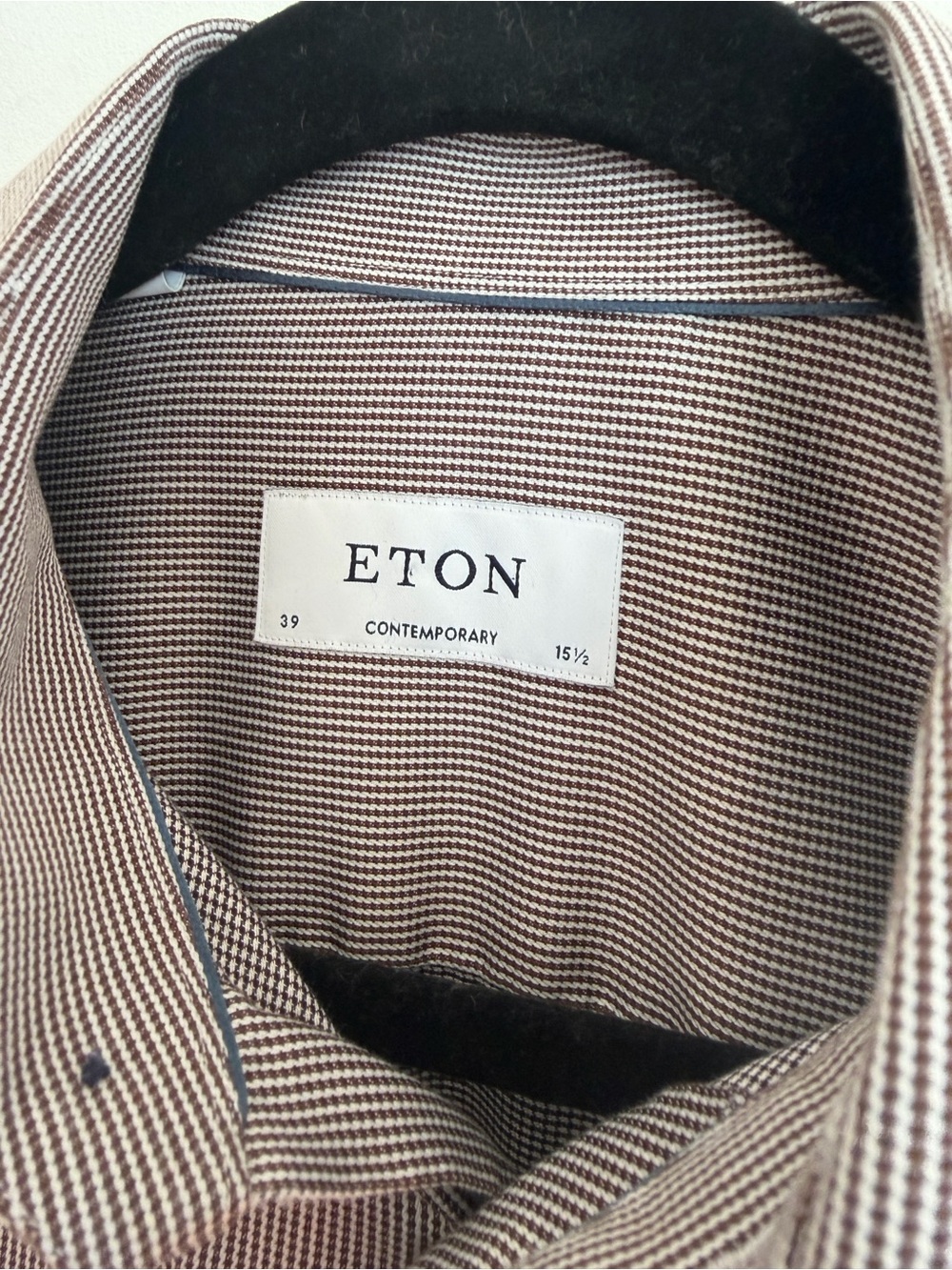 Eton Brown and White Micro-Check Dress Shirt